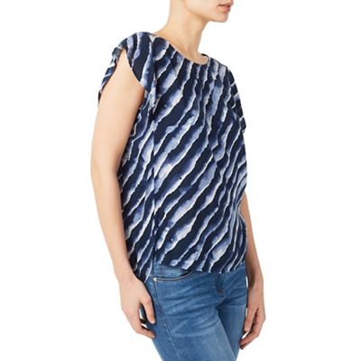 Mid blue lapping waves woven blouse